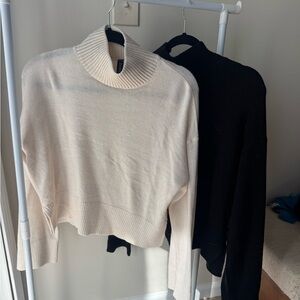 Cream and Black Turtleneck Sweater Duo